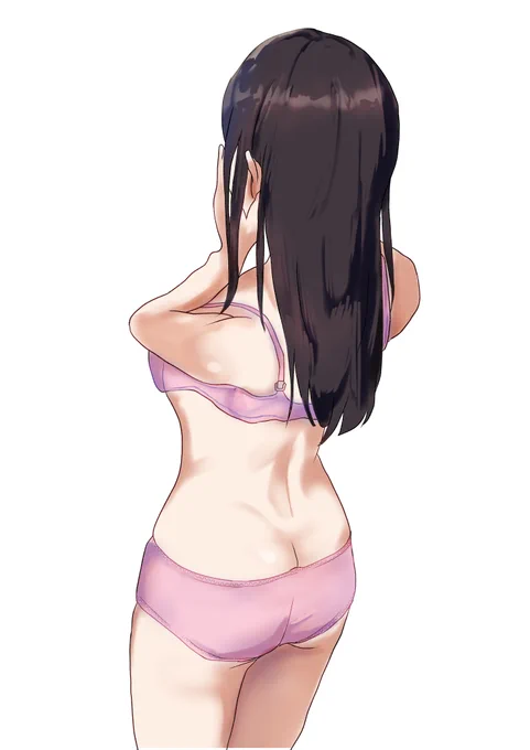 黒髪ロングちゃんの下着姿 