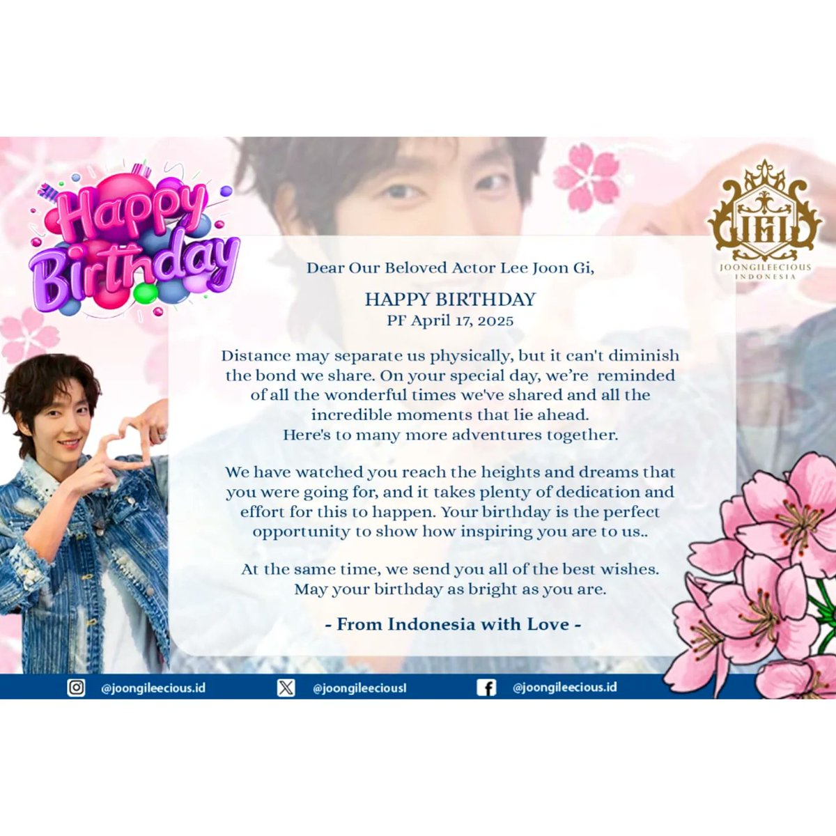 Lee Joon Gi Indonesia Family (@joongileeciousi) on Twitter photo Happy Joongi Day 🥳
Our 417 Charity Birthday gift to <a href="/JGshock/">★Actor J-G ! ★</a> has safely delivered to Namoo Actors agency today 🎁🌸🎂😇🙏🎬🌳 #417 #2025joongisday
#0417 #HAPPYJOONGIDAY #따스한_봄날에_피어난_우리들의_배우
#LEEJOONGI #이준기 #CONGRATULATIONS #생일축하해 #FromIndonesiaWithLove Happy Joongi Day 🥳
Our 417 Charity Birthday gift to <a href="/JGshock/">★Actor J-G ! ★</a> has safely delivered to Namoo Actors agency today 🎁🌸🎂😇🙏🎬🌳 #417 #2025joongisday
#0417 #HAPPYJOONGIDAY #따스한_봄날에_피어난_우리들의_배우
#LEEJOONGI #이준기 #CONGRATULATIONS #생일축하해 #FromIndonesiaWithLove