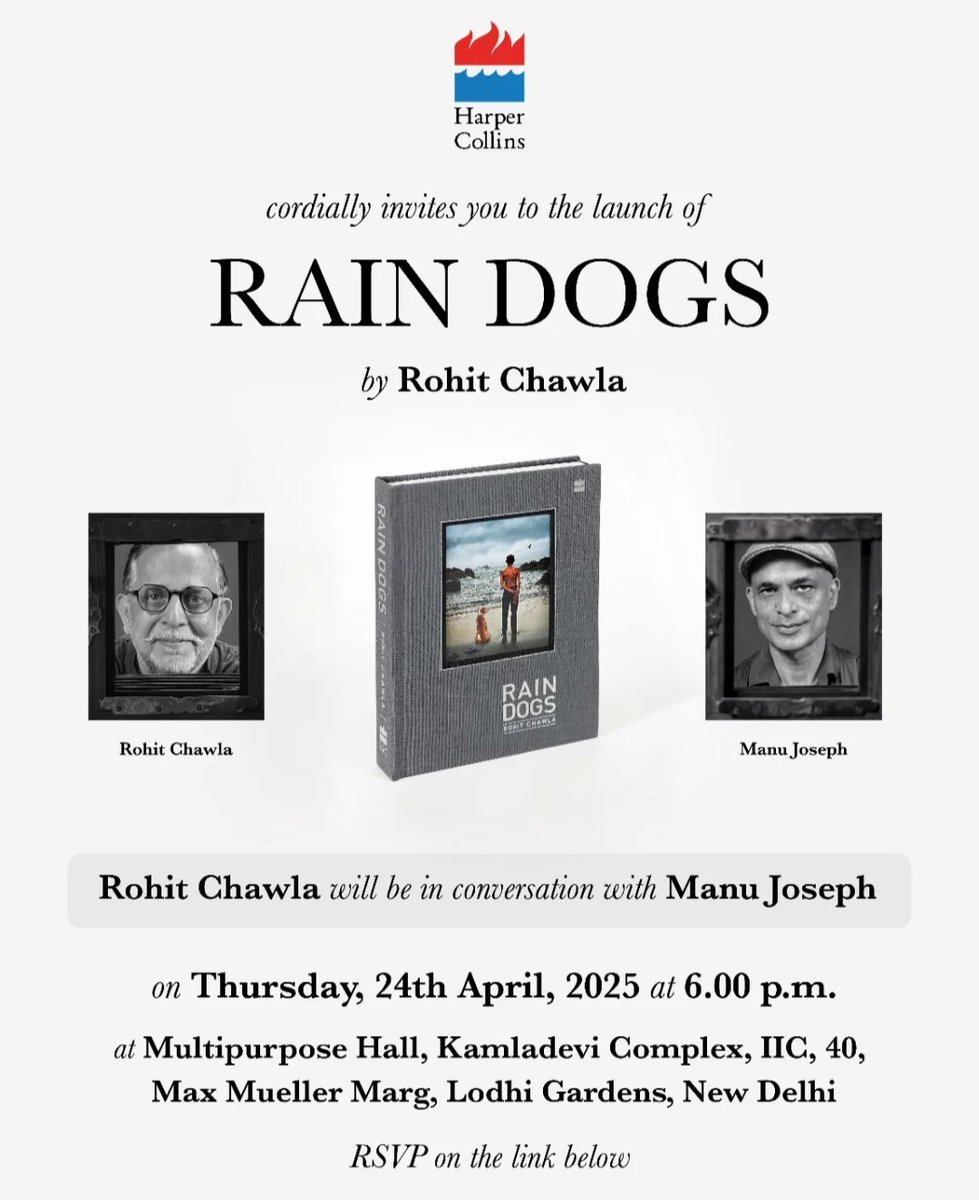 A Suitable Agency (@asuitableagency) on Twitter photo Save the date for the launch of renowned photographer <a href="/Rohitingoa/">Rohit chawla</a>’s new book, Rain Dogs, on 24th April, 6 PM onwards, at <a href="/IIC_Delhi/">India International Centre(Official Account)</a>. The author will be in conversation with <a href="/manujosephsan/">Manu Joseph</a>!
<a href="/hemalisodhi/">Hemali Sodhi</a> Save the date for the launch of renowned photographer <a href="/Rohitingoa/">Rohit chawla</a>’s new book, Rain Dogs, on 24th April, 6 PM onwards, at <a href="/IIC_Delhi/">India International Centre(Official Account)</a>. The author will be in conversation with <a href="/manujosephsan/">Manu Joseph</a>!
<a href="/hemalisodhi/">Hemali Sodhi</a>