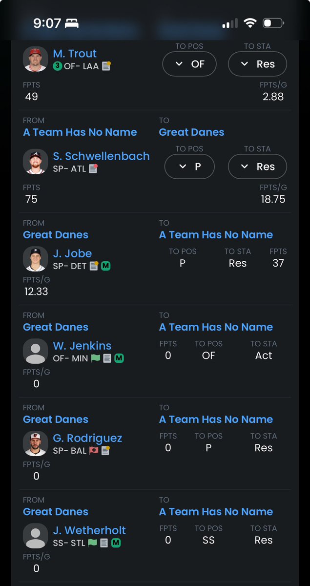 DaneBurgess's tweet photo. A guy in our league wants to rebuild his team. Is the asking price for Trout and Schwellenbach too high?

#FantasyBaseball 

@fantasybbhero 
@enosarris 
@EricCrossMLB 
@RotoGut 
@PitcherList https://t.co/Ijsv8pkiQz