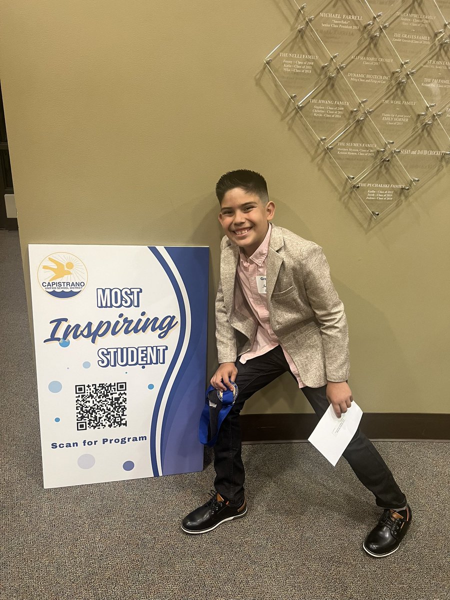 PrincipalDrKim's tweet photo. Congratulations to our Most Inspiring Student, Jose de Jesus Salcedo Santiago. You bring such positivity and sunshine to our campus and to everyone around you. Thank you for being YOU!! @BergesonES @CapoUnified https://t.co/FthjkwRX3E