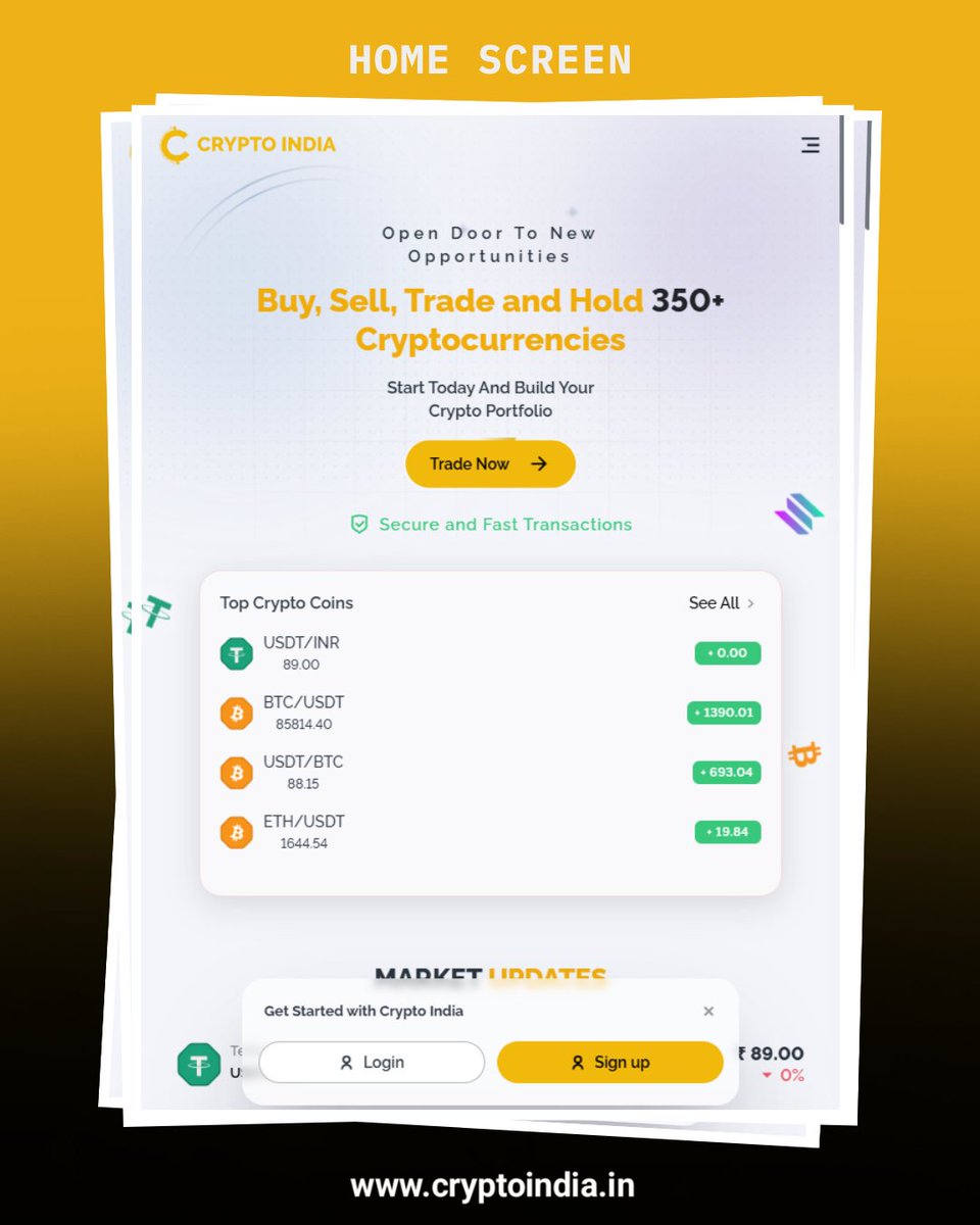 Crypto India Home Screen 🚀

📍 Visit: cryptoindia.in
👇
Ab khud dekho, kyun bolte hain log –
Crypto ka future, yahin se start hota hai!

#CryptoIndia #INRtoUSDT #TradeLikeAPro