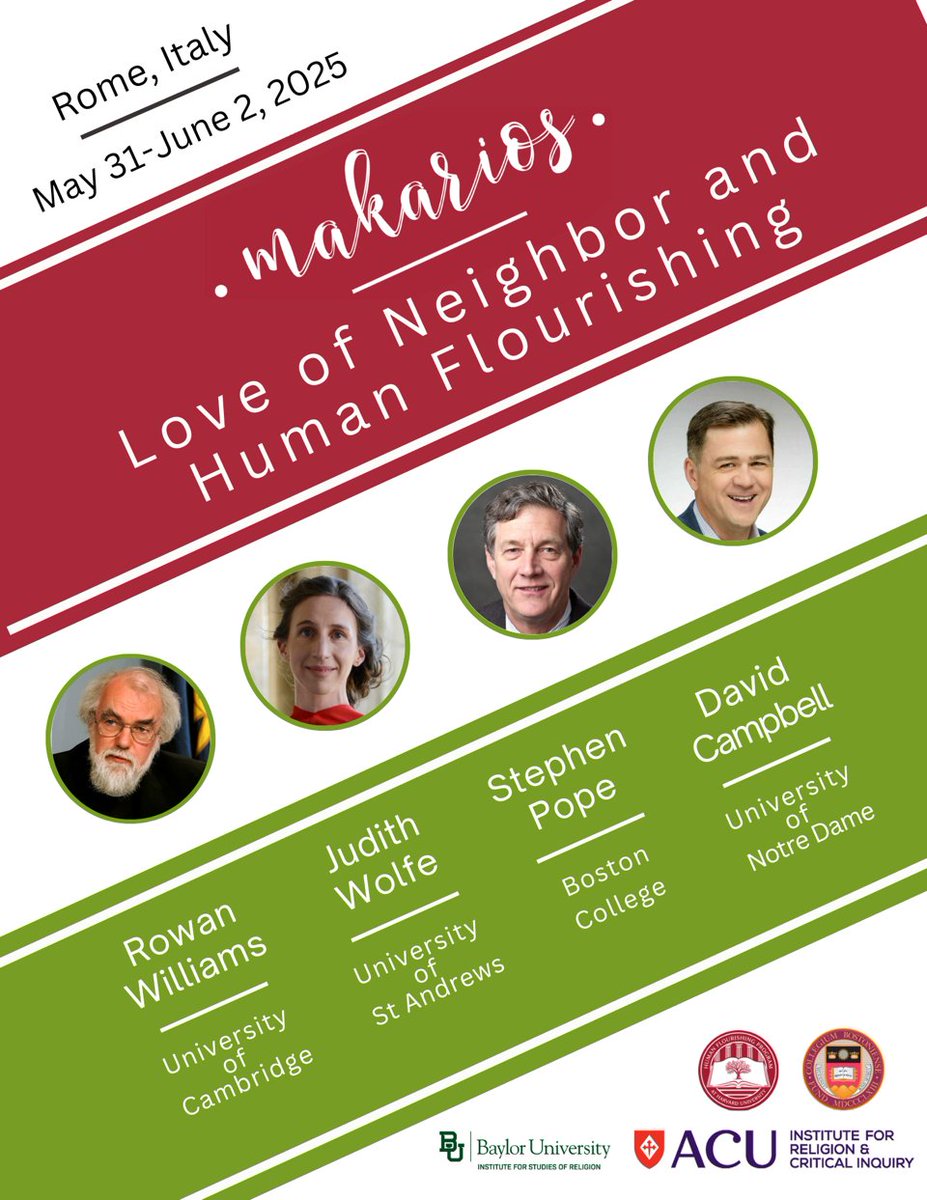 IRCI_ACU (@irci_acu) on Twitter photo Registration is still open for our Makarios conference on Love of Neighbor and Human Flourishing (deadline 15 May) which will take place at ACU’s Rome campus in partnership with Baylor, Harvard, and Boston College! <a href="/BaylorISR/">Baylor ISR</a> <a href="/HFHarvard/">Human Flourishing Program</a> <a href="/BostonCollege/">Boston College</a> > Registration is still open for our Makarios conference on Love of Neighbor and Human Flourishing (deadline 15 May) which will take place at ACU’s Rome campus in partnership with Baylor, Harvard, and Boston College! <a href="/BaylorISR/">Baylor ISR</a> <a href="/HFHarvard/">Human Flourishing Program</a> <a href="/BostonCollege/">Boston College</a> >