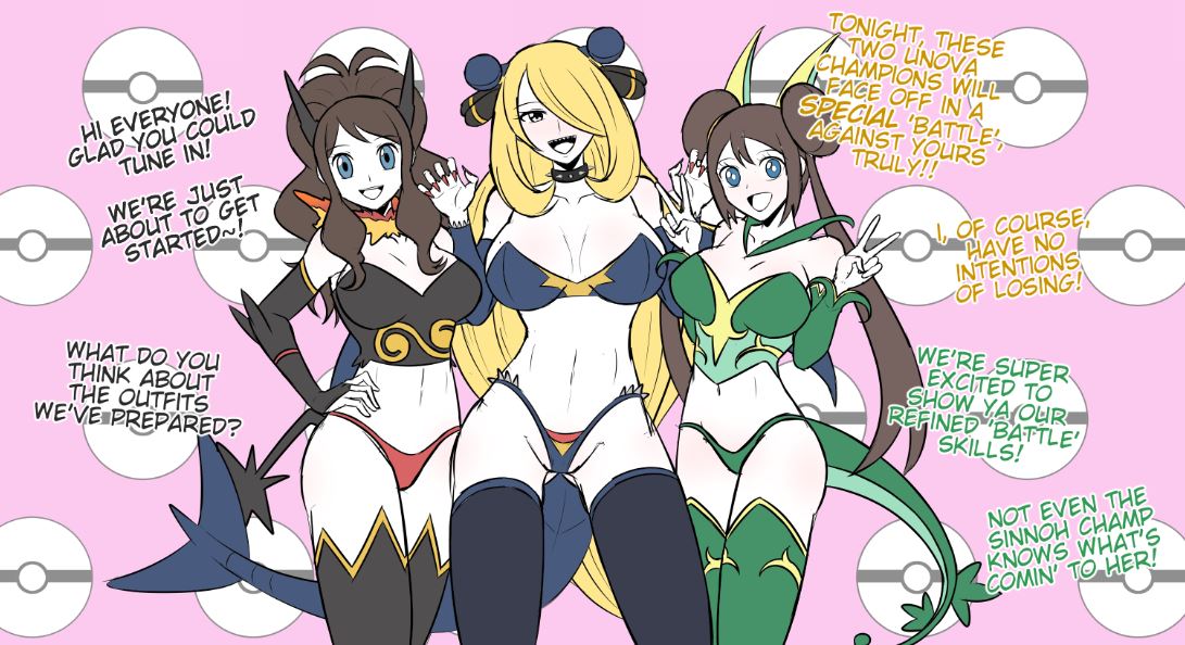 (WIP) Cynthia won this month's art poll!  

Cynthia faces a new challenge, a special battle from 2 champions of the Unova region!

 Will Sinnoh come out on top, or will the Unova duo take the win?

Full WIP + all parts available on the usual supporter sites