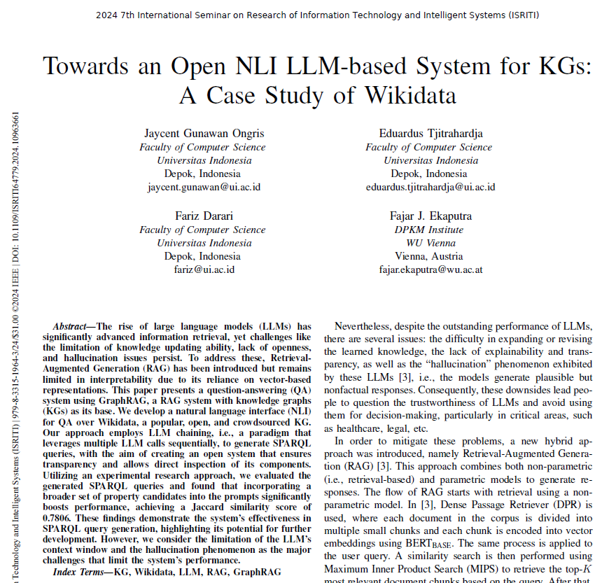 Fariz Darari (@mrlogix) on Twitter photo Our paper is finally published. It's an honor to work together with all, both from <a href="/univ_indonesia/">UniversitasIndonesia</a> and WU Vienna. Our paper is finally published. It's an honor to work together with all, both from <a href="/univ_indonesia/">UniversitasIndonesia</a> and WU Vienna.