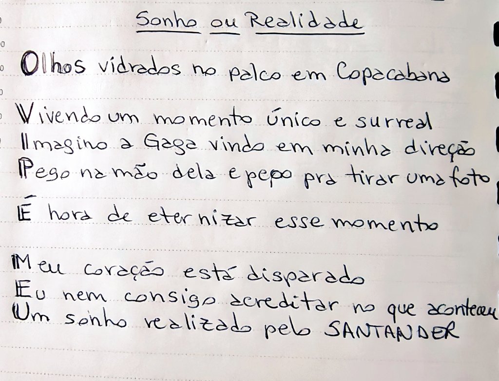 Luzanars's tweet photo. @RDTLadyGaga Resolvi escrever um acróstico: Sonho ou Realidade https://t.co/1GjLR5f8KA