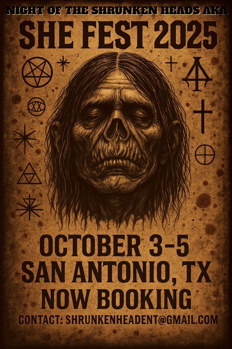 Night of the Shrunken Heads AKA SHE FEST approaches. Wanna perform? Wanna be a vendor? Holler at me. Let’s do this 🧡
