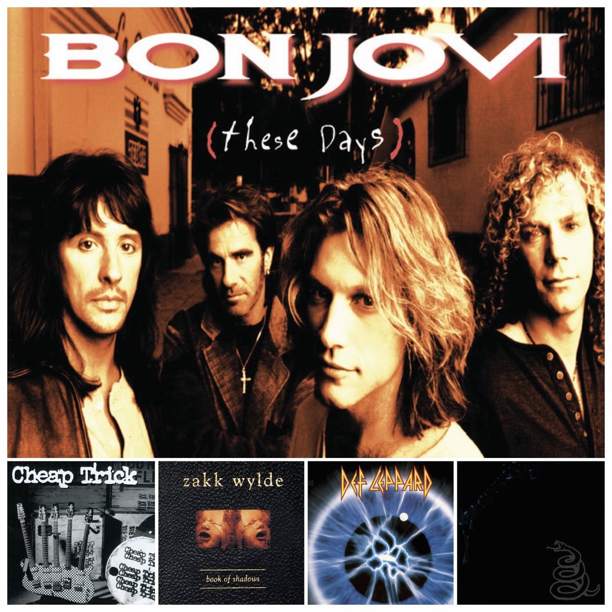 mitchlafon's tweet photo. Five albums released in the ‘90s that had a huge impact on me (at that time)

1. Metallica - The Black Album
2. Cheap Trick - Cheap Trick (1997)
3. Zakk Wylde - Book Of Shadows
4. Def Leppard - Adrenalize
5. Bon Jovi - These Days

#love #music https://t.co/J3Ph7iIOkZ