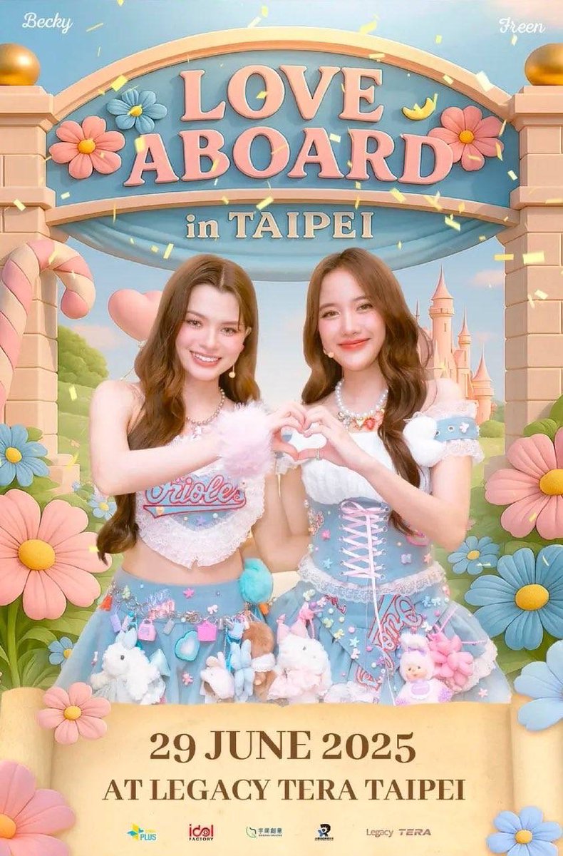 FreenBeckyTW's tweet photo. ✨ Love Aboard ✨
Now that love is traveling 💘✈️
🩵 FreenBecky Fanmeeting in Taipei 🩷

ᯓ📍地點：LEGACY TERA TAIPEI 
ᯓ📅日期：2025年6月29日（日）
ᯓ🎟️售票系統：遠大PLUS+ ticketplusasia 
ᯓ♥ 更多資訊：請持續鎖定【宇萌創意】

#FreenBecky #ฟรีนเบค
#srchafreen #beckysangels https://t.co/ElUMem9G9l
