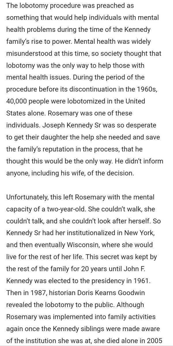 The most diabolical thing about watching RFK Jr. speak on autism, is that the Special Olympics was created as a Hail Mary of forgiveness and redemption by his own family, in attempts to right the horrific wrongs done TO HIS AUNT ROSEMARY KENNEDY. 

Rosemary was born with