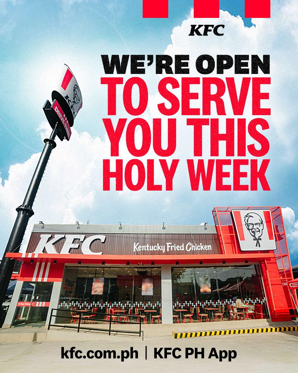 Weve got your cravings covered this Holy Week Get your KFC fix at your nearest KFC. Check our adjusted store hours https t.co kL2F6eqeon https t.co IEsUFEjwj5 Weve got your cravings covered this Holy Week Get your KFC fix at your nearest KFC