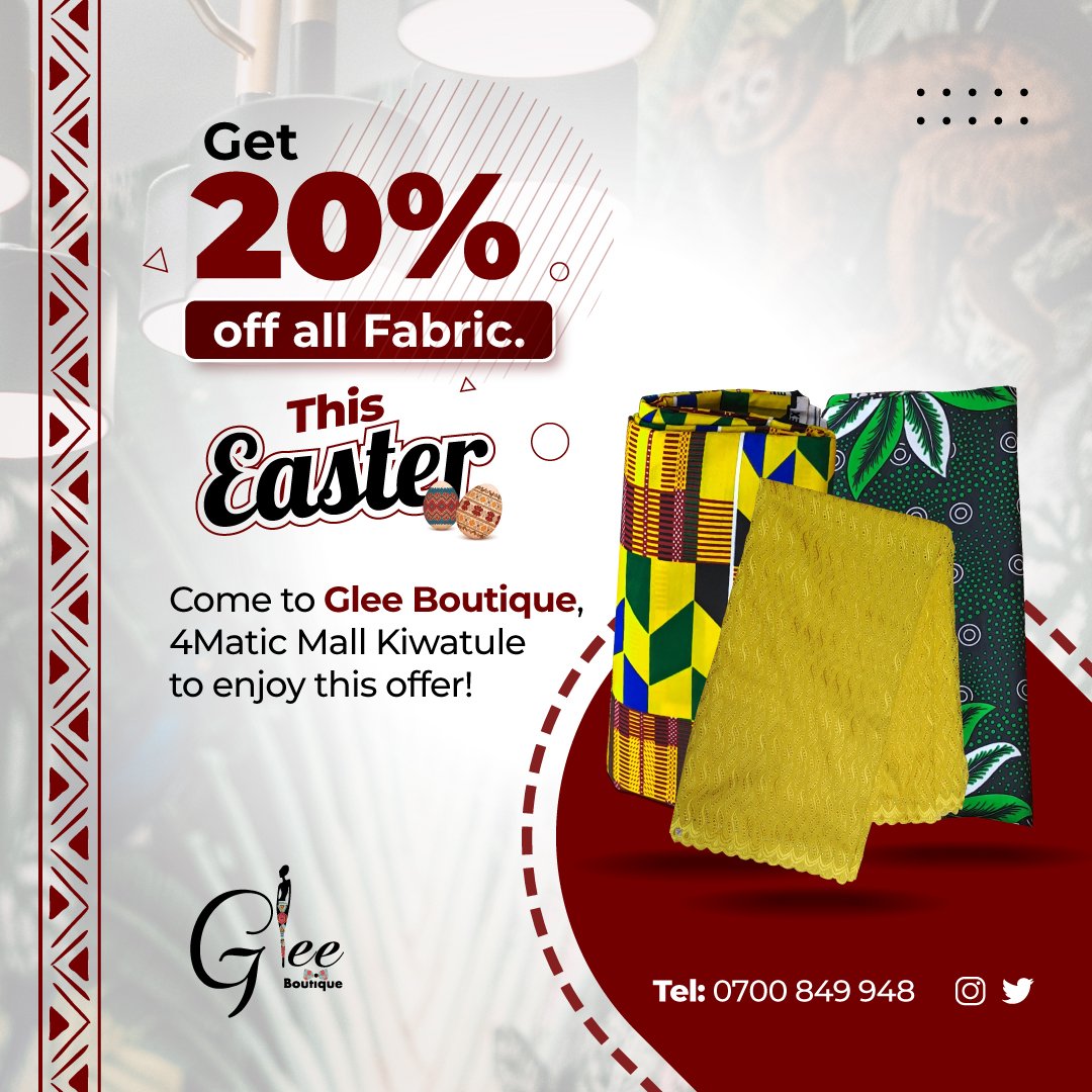 Glee Boutique (@boutiqueglee) on Twitter photo We celebrate Easter with you ❤️ ♥️ 💕. Meet <a href="/NatukundaY35894/">Yvonne Natukunda</a> for guidance on how to blend African wear with your current wardrobe. See you <a href="/BoutiqueGlee/">Glee Boutique</a> 0700 849948 We celebrate Easter with you ❤️ ♥️ 💕. Meet <a href="/NatukundaY35894/">Yvonne Natukunda</a> for guidance on how to blend African wear with your current wardrobe. See you <a href="/BoutiqueGlee/">Glee Boutique</a> 0700 849948