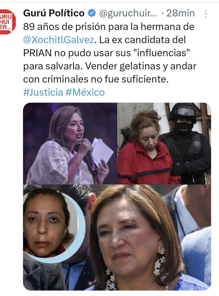 <a href="/XochitlGalvez/">Xóchitl Gálvez Ruiz</a> Tú familia  es muy competitiva  👇🏻