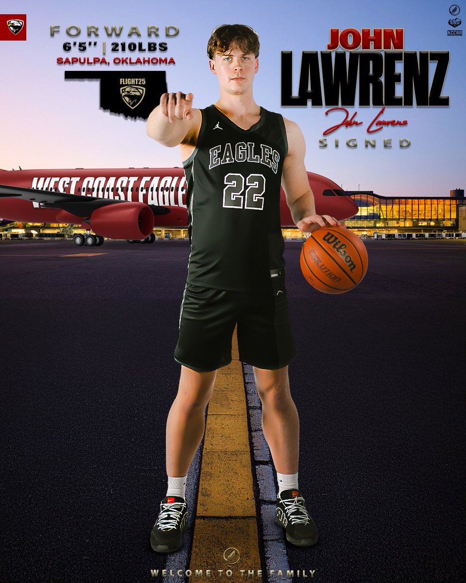 𝓢𝓲𝓰𝓷𝓮𝓭 ✍🏽

John averaged 20 pts 7 reb 3 assists for Eagle Point Christian Academy (Sapulpa, OK) and being a 1k point scorer. Jon was MVP 19-20, 20-21, All-State 2021, GCCAC 1st Team All-Tournament 19-20, &amp; 20-21.

Welcome to the Eagle family John!

#Flight25 🦅