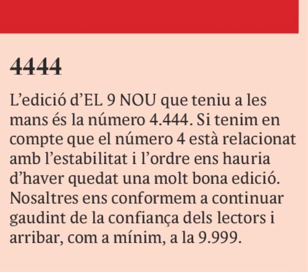estevecamps's tweet photo. També diuen que el número 4 es relaciona amb el treball dur, la persistència i la construcció de fonaments sòlids. El 4.444, amb la seva repetició, reforça aquest simbolisme.

Per això, no ho diré 3 vegades, sinó 4 a @el9Nou: llarga vida i moltes felicitats !  😂 https://t.co/2dKkEEnKa2