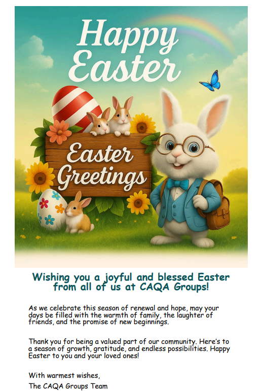 SukhSandhu's tweet photo. 🌸🌸🌸 Wishing you a joyful and blessed Easter from all of us at CAQA Groups!

As we celebrate renewal and hope, may your days be filled with warmth, family, laughter, and new beginnings.

We are so grateful to have you as part of our community. Here’s to growth, gratitude, and endless possibilities!

🐣 Happy Easter to you and your loved ones!

#HappyEaster #CAQAGroups #Community #Gratitude #CAQA #CareerCalling