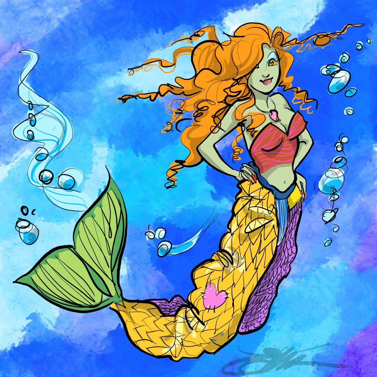 erminski's tweet photo. This month’s list was made by YOU!
Today’s prompt is BAGGYWRINKLE
from @lisoltis 💛 I know you LOVE to do art for @MerMay (next month!) so here’s a baggywrinkle mermaid for just for you #erinsart #love #erinscat #doodleaday #MerMay #doodleadayapril #fanlist❤️ @Procreate https://t.co/jNjwqouzDF