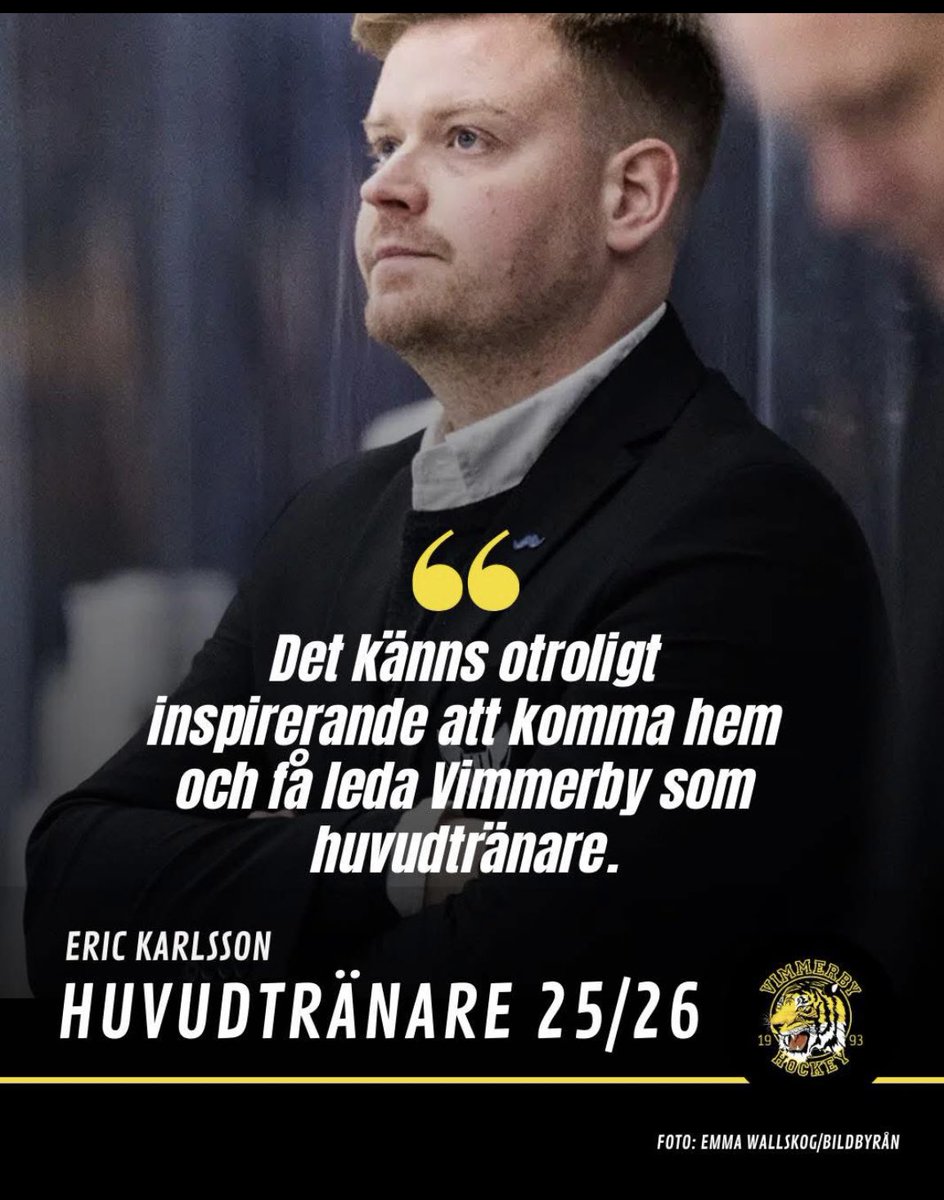 Jag är oerhört stolt och glad över att få kliva in som huvudtränare för min moderklubb, Vimmerby Hockey 🖤💛