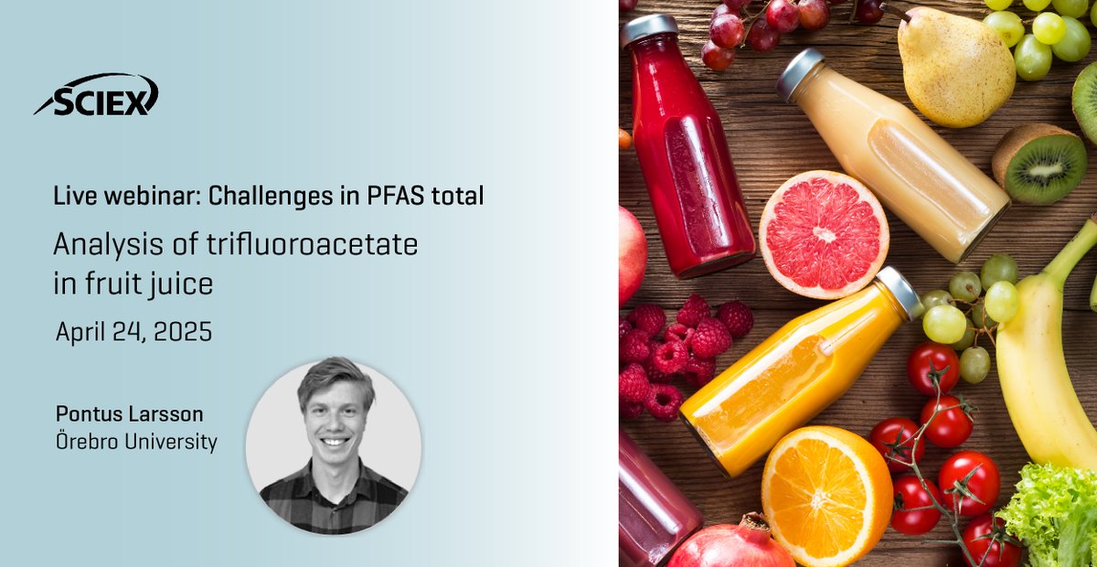 One week to go! Join us on April 24 for an in-depth session with Pontus Larson from <a href="/orebrouni/">Örebro universitet</a> as he shares his expertise on trifluoroacetate in fruit juices. Learn from our industry experts and stay ahead of the curve in #PFAS research: sciex.li/wdr16a