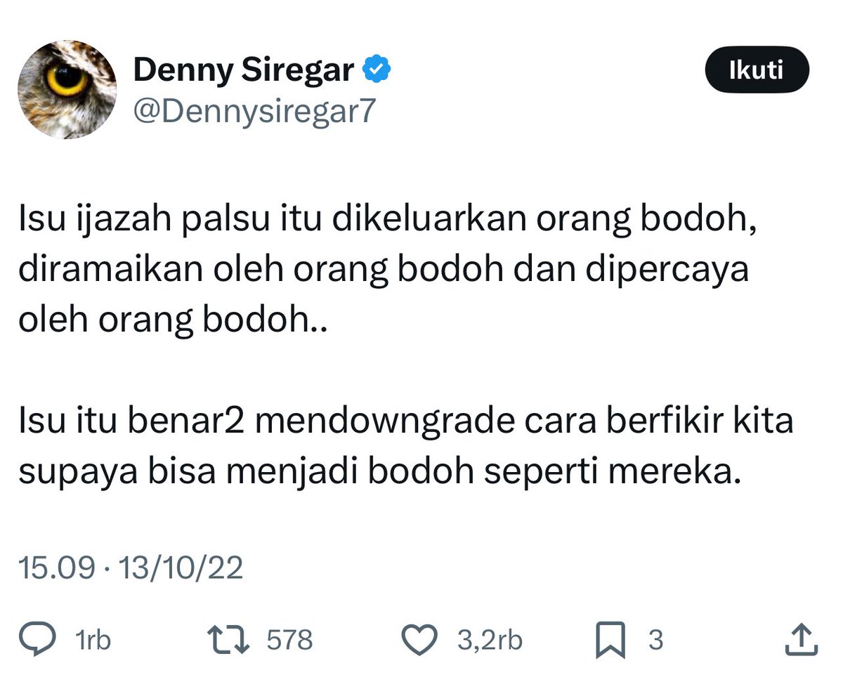 Efek Ganja(r) 16% itu sangat berbahaya. Otak bisa kebolak balik kek 2 orang yg sekarang ini menyangsikan keaslian ijazah Jokowi.