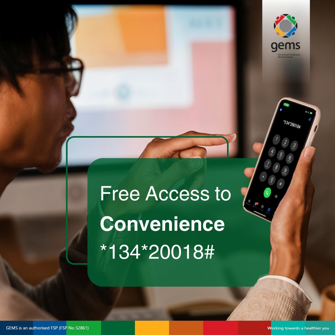 No data? No problem. The GEMS USSD service gives you instant access to your medical aid information from any mobile phone. Simply dial *134*20018# to check your benefits, track claims, and manage your medical aid. This service is quick, easy, and does not require an internet