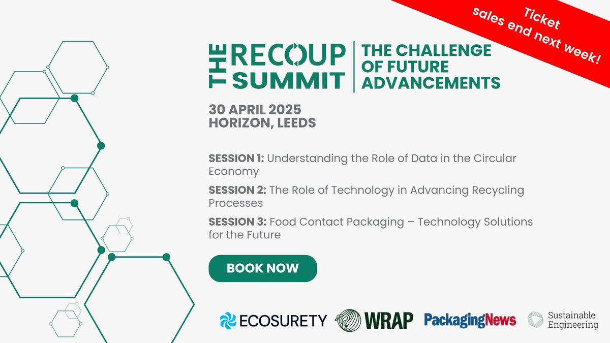 Join us at The RECOUP Summit. Hear from top speakers on technological advancements driving industry improvement!

🎟️ Get your ticket now: eventbrite.co.uk/e/the-recoup-s… 

#FoodPackaging #PackagingDesign #RecyclingTechnology #PlasticsRecycling #Reuse #Circularity #Plastic #DepositReturn