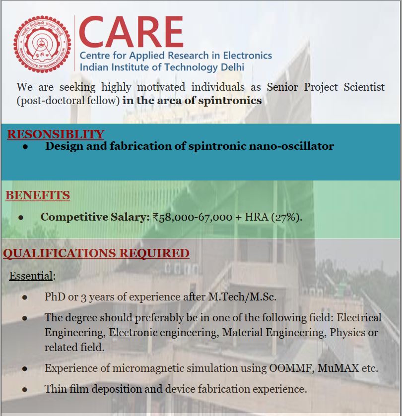Looking for a post-doctoral candidate in the field of spintronics
fill this google form
docs.google.com/forms/d/e/1FAI…