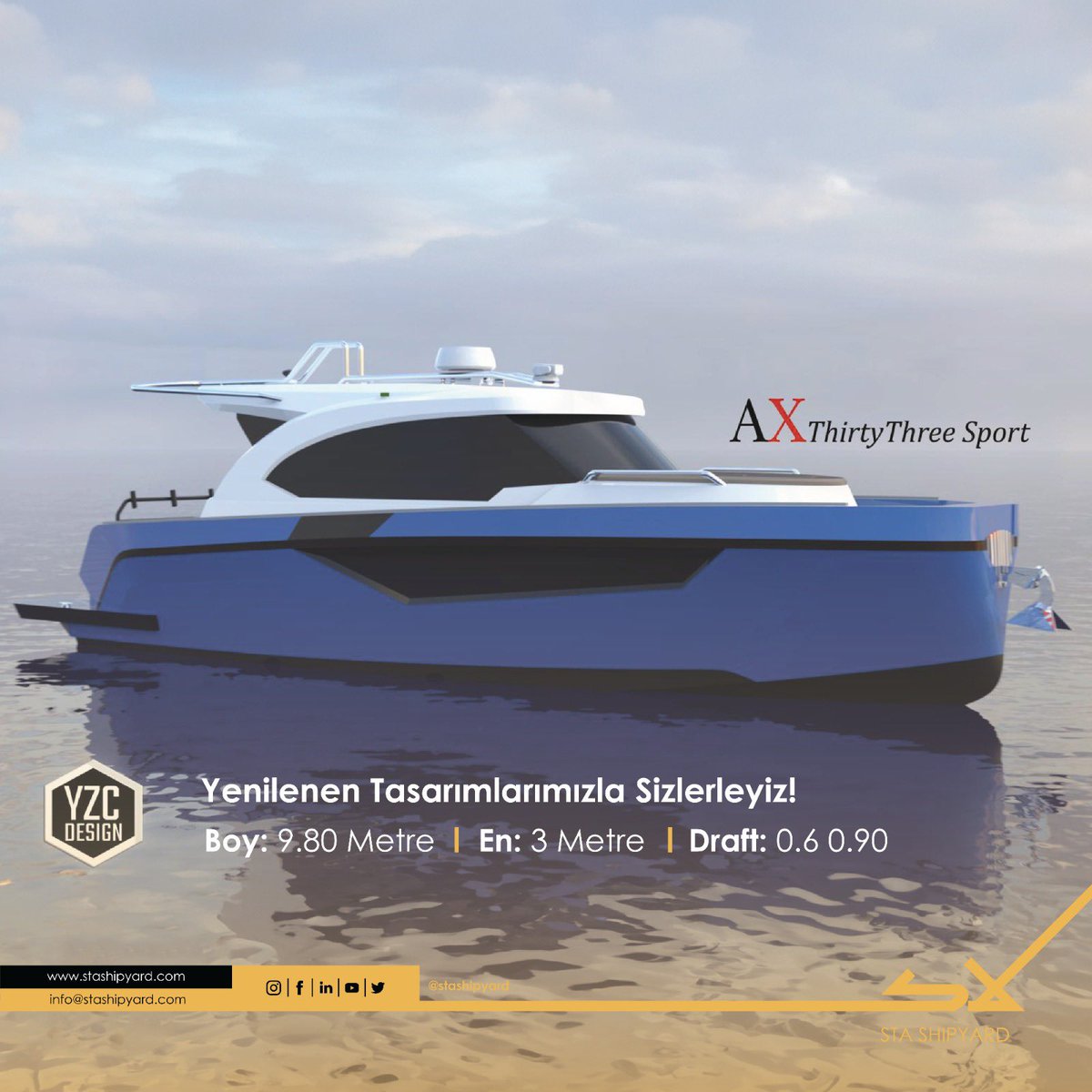 stashipyard's tweet photo. Yenilenen Tasarımlarımızla Sizlerleyiz! 🌊🛥️

Boy 9.80 Metre
En : 3 Metre 
Draf : 0.6 0.90
Kapasite: CE C10

#stashipyard #sta #yacht https://t.co/9Qr9UGNdU4