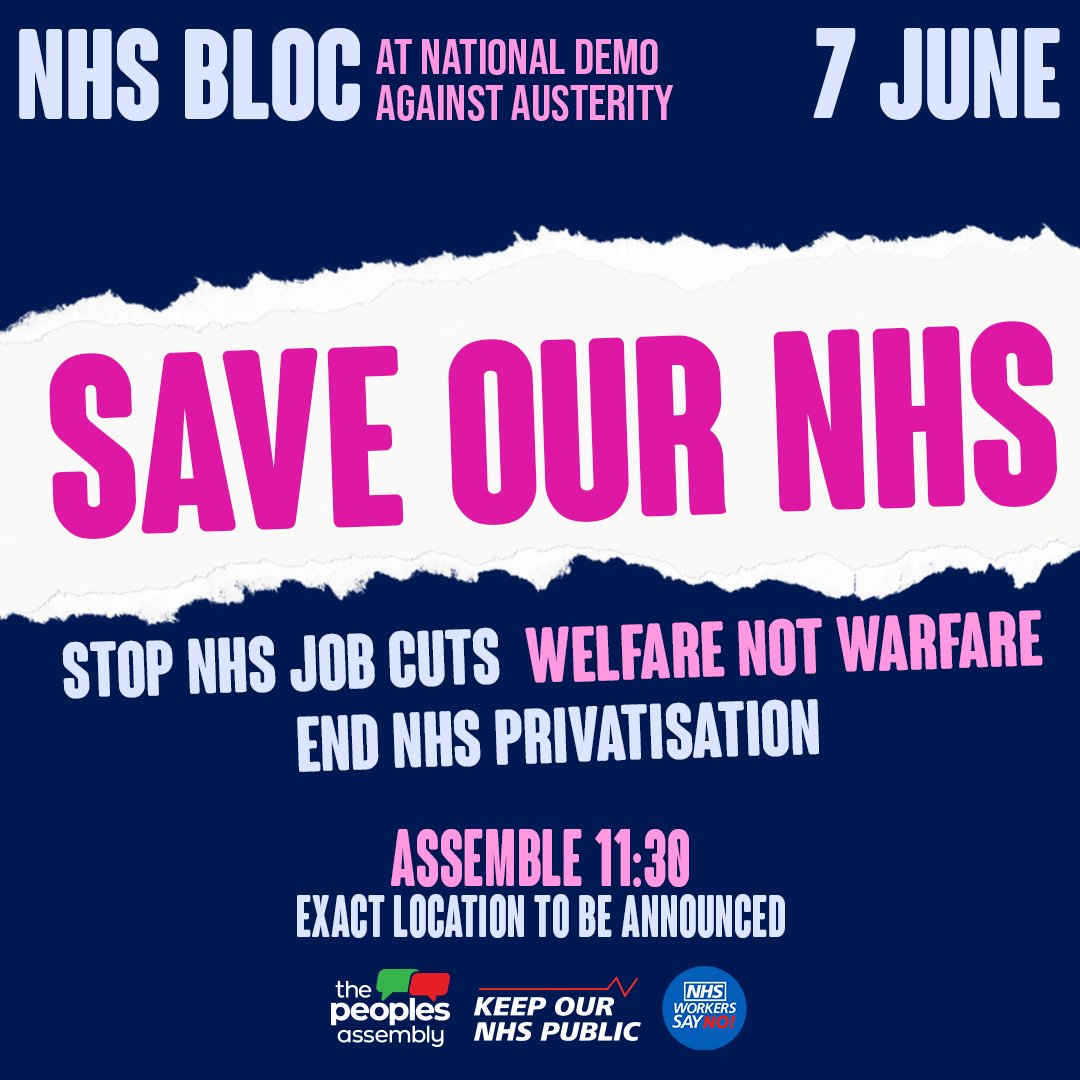 Keep Our NHS Public (@keepnhspublic) on Twitter photo Join the NHS bloc on <a href="/pplsassembly/">People's Assembly</a> National Demonstration aginst Austerity!
Assemble 11:30AM - exact location to be announced!
After 14 years of Conservative and coalition government the NHS is in crisis. Rather than delivering the change it promised, Labour has continued Join the NHS bloc on <a href="/pplsassembly/">People's Assembly</a> National Demonstration aginst Austerity!
Assemble 11:30AM - exact location to be announced!
After 14 years of Conservative and coalition government the NHS is in crisis. Rather than delivering the change it promised, Labour has continued