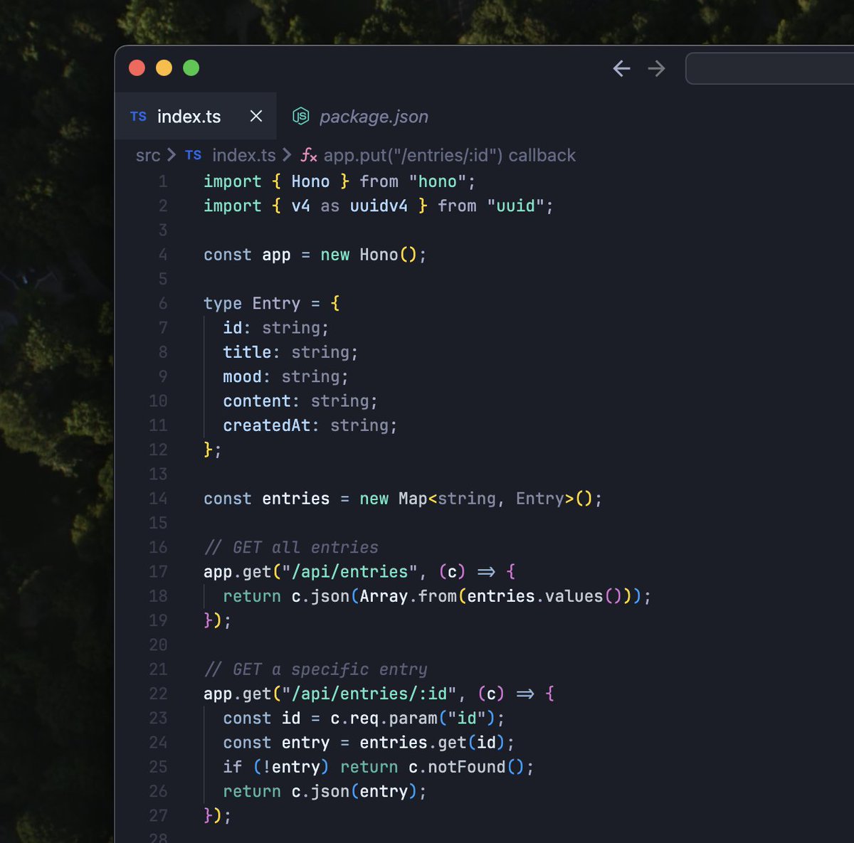 builtbysam's tweet image. 🔥Hono is pretty nice. Built a simple RESTful API to test.  The server is running on Bun which makes it even better.