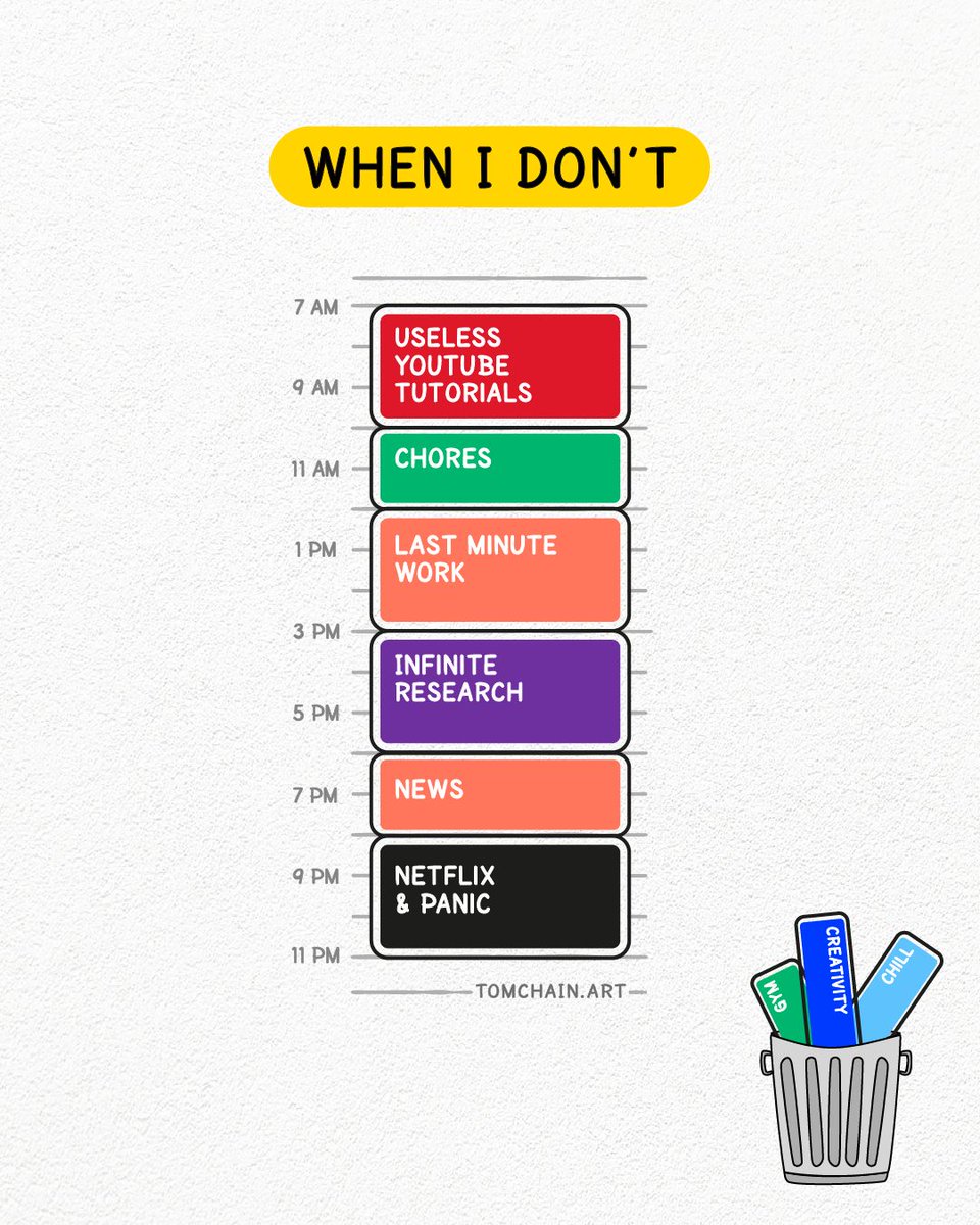 Visualize_Tom's tweet image. I've learned this the hard way:
If I don’t plan my day, someone, or something, will do it for me.
And let’s be honest: it’s never the day I actually want.