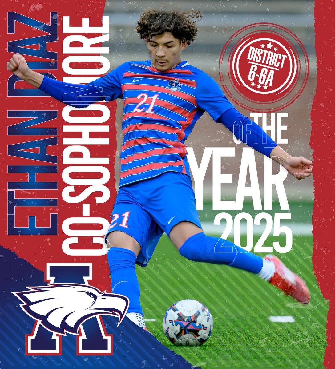 Congratulations to Sophomore Eagle, Ethan Diaz! 🅰️🆙🦅
2025 District 6-6A Co-Sophomore of the Year