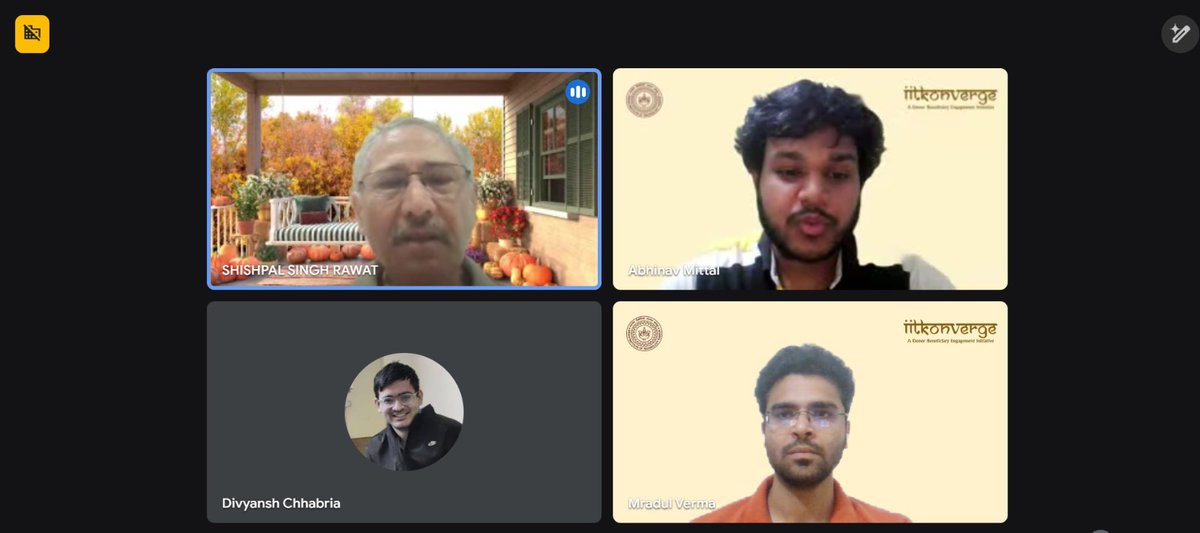 IITKonverge: Donor-Beneficiary Engagement

We were delighted to host Dr. Shishpal Rawat for a virtual interaction with the recipients of the Bachi Devi Rawat Memorial Scholarship and Kedar Singh Rawat Memorial Scholarship as part of our IITKonverge initiative.

Dr. Rawat’s