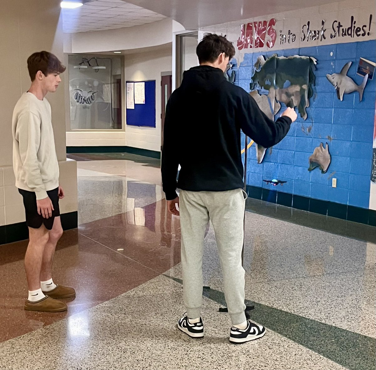 Students in Mr. Perry’s classes are practicing teamwork, spatial awareness, and problem solving to successful pilot their drones through obstacle courses. <a href="/GHSWoodmen/">GHSWoodmen</a>