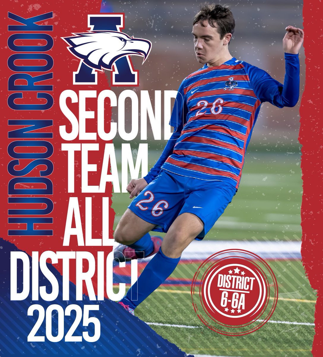 Congratulations to Sophomore Eagle, Hudson Crook! 🅰️🆙🦅
2025 District 6-6A Second Team