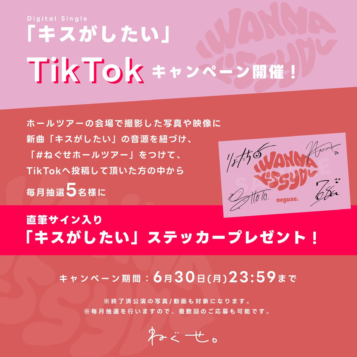 Digital Single「キスがしたい」 TikTokキャンペーン開催🌸🌸 ねぐせ