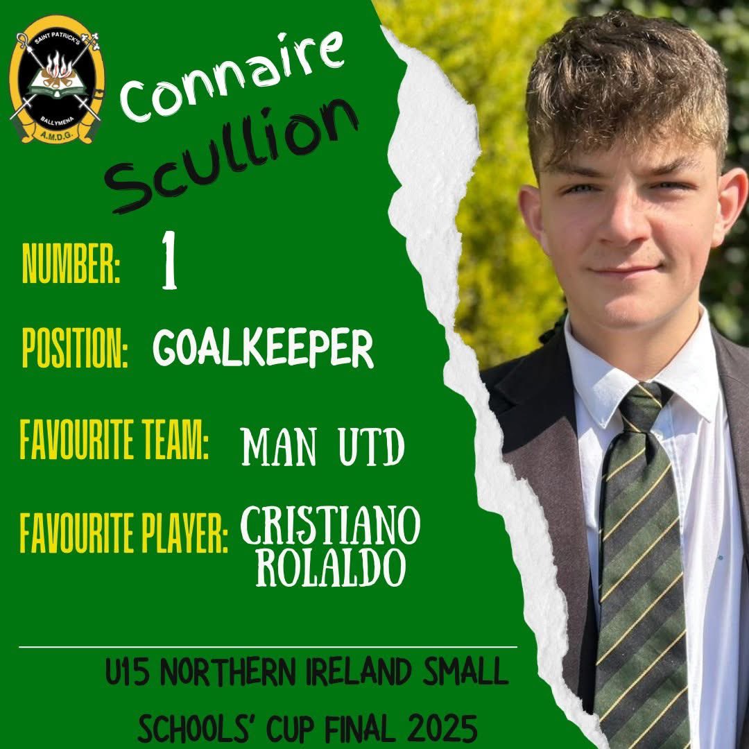 It's time to meet the team! (Part 1)

We would like to introduce our team who have reached the final of the Northern Ireland Small Schools’ Cup.

First up we have:

Conor Tully (captain)
Liam Slattery
Pearse Devlin
Connaire Scullion

#SPC 🟢⚫️