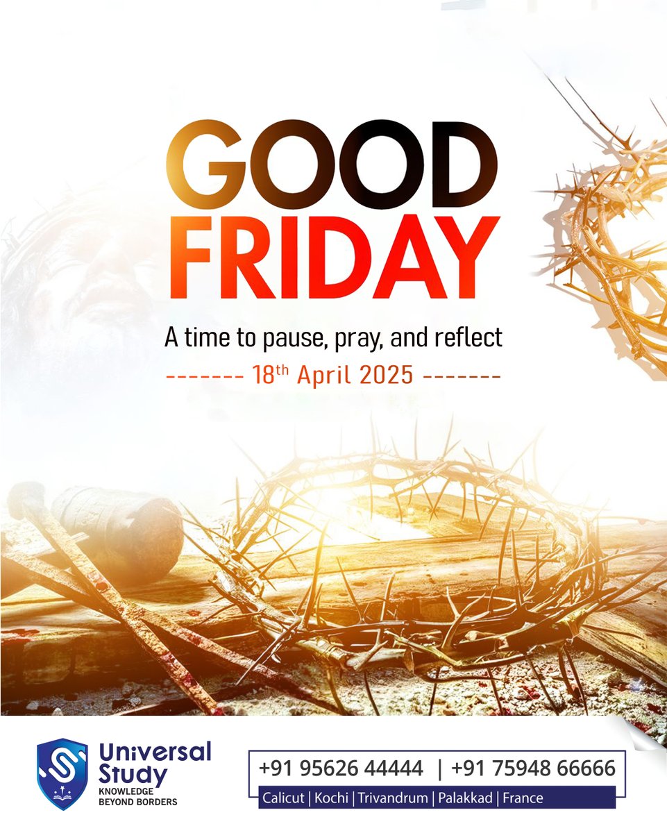Study79364Study's tweet image. On this Good Friday, let us pause to reflect on the sacrifice that reshaped the world. May we find strength in faith and peace in remembrance. 

#UniversalStudy #languagestudio #GoodFriday #PauseAndReflect #FaithInFocus #HopeAndHealing #CrownOfThorns #SpiritualReflection
