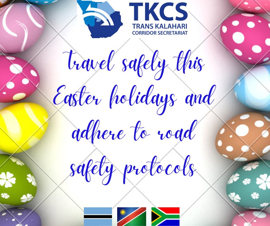 tkccorridor's tweet photo. Travel safely this Easter! Whether you are hitting the road or staying local, remember to follow road safety protocols!!!
#TransKalahariCorridor
#CreatingaSeamlessMovementofGoodsandPersons
#roadsafety https://t.co/29h97NqCHw
