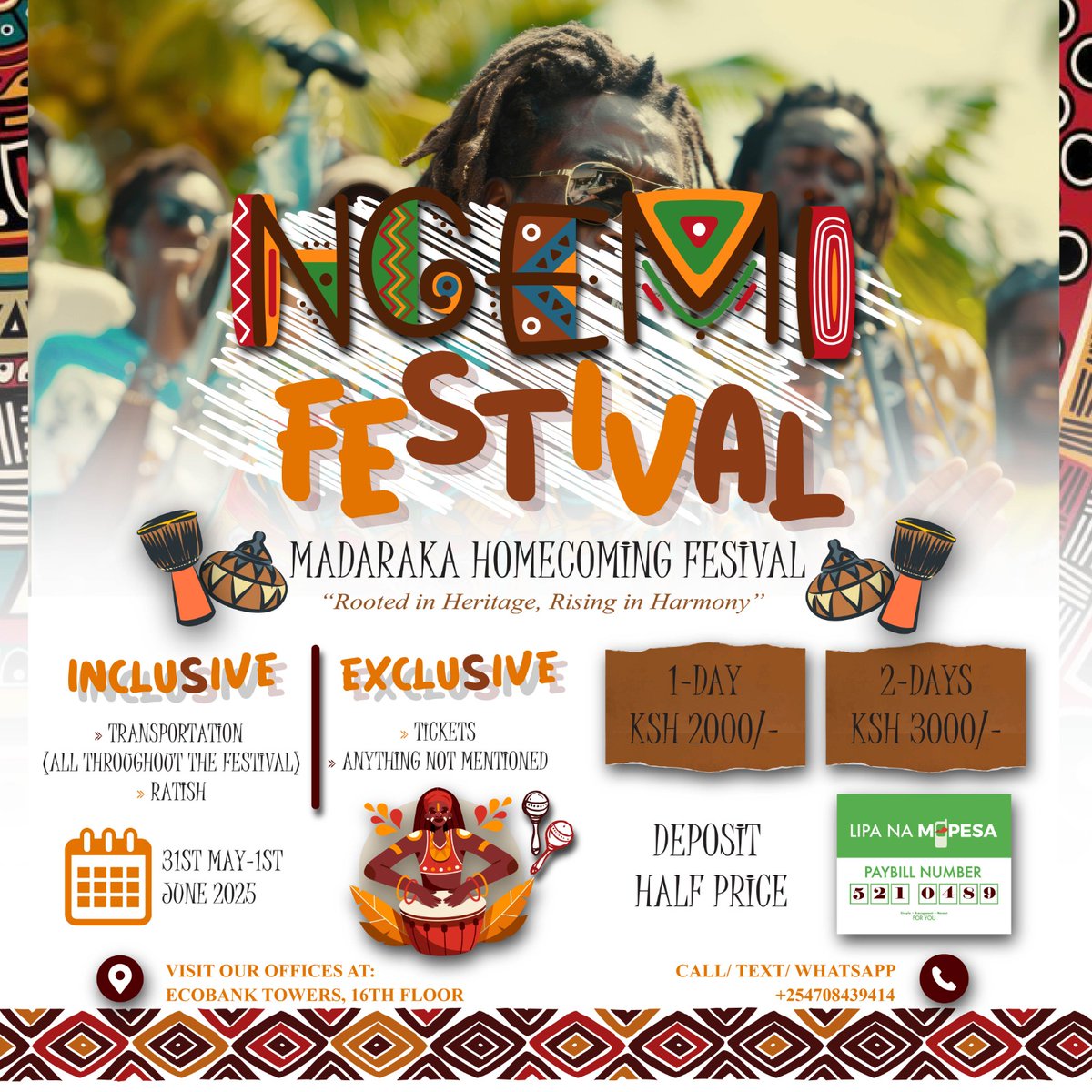 LinkRizy's tweet photo. 🚍🎉 Ride in Style to Ngemi Festival!
May 31st &amp; June 1 — round-trip transport, good vibes, and a taste of Ratish await!
💸 KSh 3000 for 2 days | KSh 2000 for 1 day
Secure your spot now—half deposit to 5210489!
Let’s make memories on the road to Ngemi!  
#Ngemi #rizylinksafaris https://t.co/t4LnLkpmm5