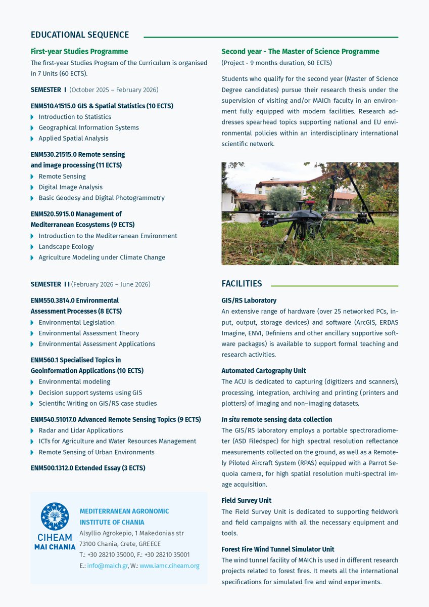 🎓 Join the MSc in Geoinformation in Environmental Management!
Embark on a two-year journey tailored to provide you with the essential skills and knowledge required to effect positive change in today's natural environment.
Apply NOW apply.maich.gr