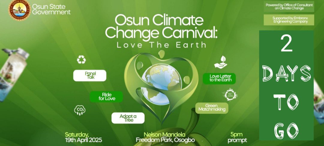 O_basslet's tweet photo. OSUN CLIMATE CHANGE CARNIVAL
2 Days to go!!!
#LoveTheEarthOsun #ClimateLove #OsunYouthForClimate
#FallInLoveWithTheEarth https://t.co/BibYIoagic
