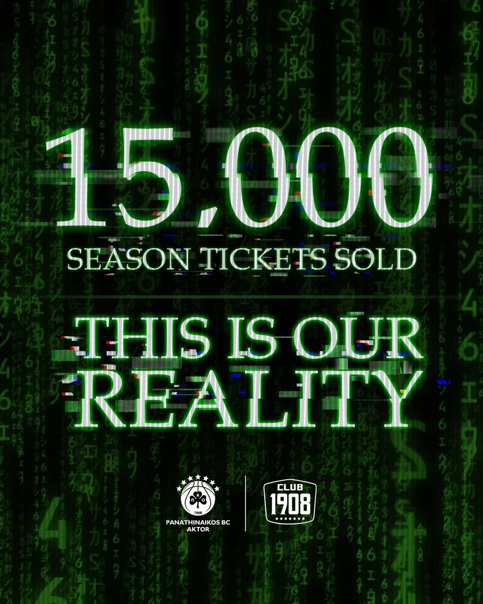 Panathinaikos BC (@paobcgr) on Twitter photo โ๏ธ ๐๐๐๐๐๐ ๐๐๐๐๐๐๐ ๐๐๐๐โ๐๐๐๐ | ๐๐๐๐ ๐๐๐ ๐คฏ
15,000 season ticketsโฆ GONE in just 48hours! ๐ฅ
Pure passion, pure madness! ๐
Thank you for proving your loyalty once again!
Thank you for making history!
Thank you for turning these numbers into reality! โ๏ธ ๐๐๐๐๐๐ ๐๐๐๐๐๐๐ ๐๐๐๐โ๐๐๐๐ | ๐๐๐๐ ๐๐๐ ๐คฏ
15,000 season ticketsโฆ GONE in just 48hours! ๐ฅ
Pure passion, pure madness! ๐
Thank you for proving your loyalty once again!
Thank you for making history!
Thank you for turning these numbers into reality!