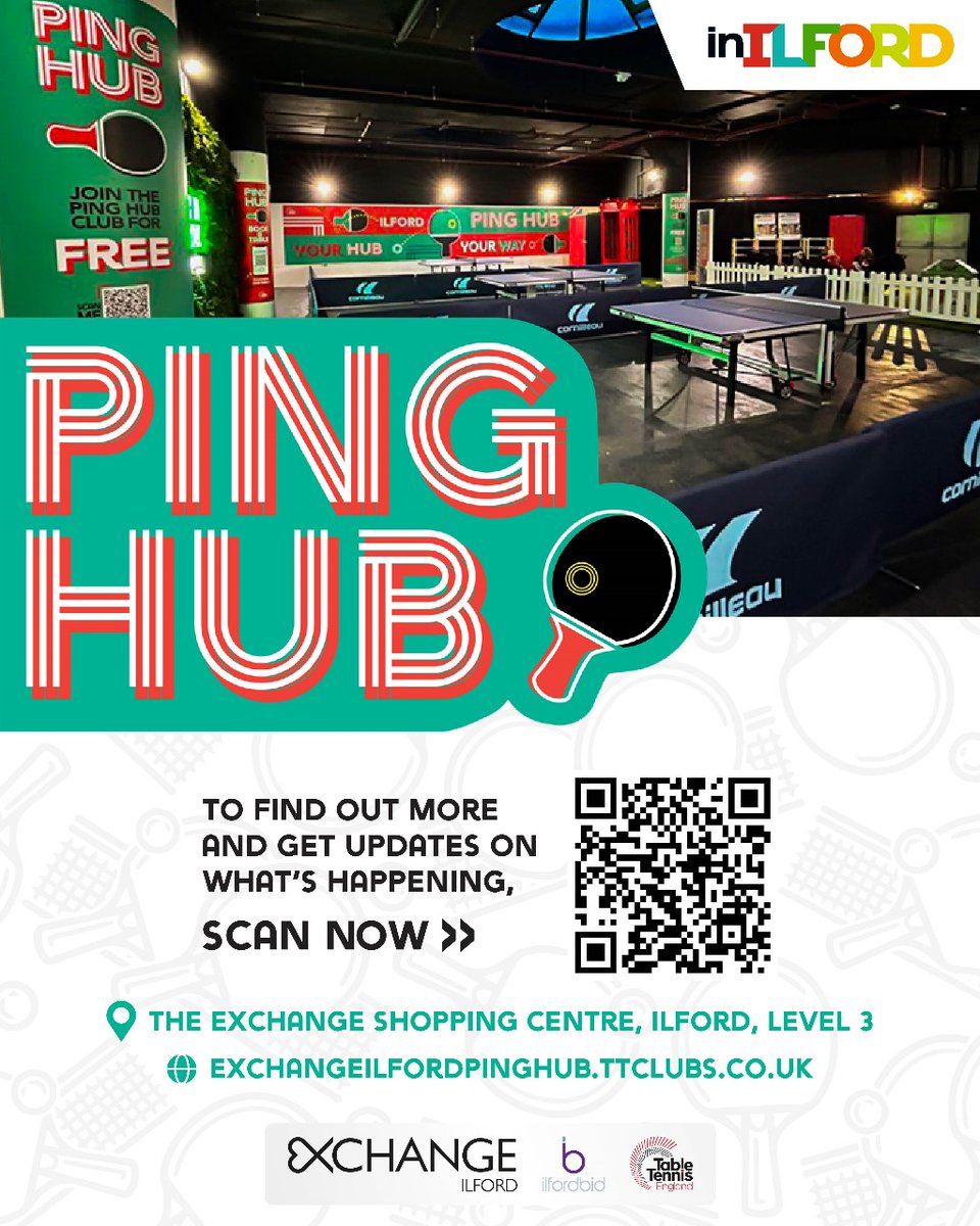 Ilford BID (@ilfordbid) on Twitter photo Visit the ping hub @exchangeIlford level 3 open from 9 am daily. Invite friends and family for thrilling Table tennis games
<a href="/RedbridgeLive/">Redbridge Council</a> <a href="/nusound92fm/">Nu Sound Radio 92FM</a> <a href="/DoMoreRed/">Vision Redbridge Culture & Leisure</a> <a href="/ExchangeIlford/">Exchange, Ilford</a> <a href="/TableTennisENG/">Table Tennis England</a> <a href="/LDN_gov/">London Gov</a> Visit the ping hub @exchangeIlford level 3 open from 9 am daily. Invite friends and family for thrilling Table tennis games
<a href="/RedbridgeLive/">Redbridge Council</a> <a href="/nusound92fm/">Nu Sound Radio 92FM</a> <a href="/DoMoreRed/">Vision Redbridge Culture & Leisure</a> <a href="/ExchangeIlford/">Exchange, Ilford</a> <a href="/TableTennisENG/">Table Tennis England</a> <a href="/LDN_gov/">London Gov</a>