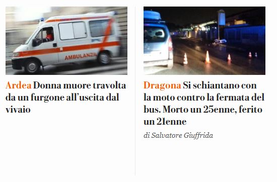 <a href="/VIVINSTRADA/">NuovaSicurezzaStrada</a> <a href="/Diritti_Pedoni/">Movimento Diritti dei Pedoni</a> 
E anche oggi non ci siamo fatti mancare il morto, ma queste sono vittime di serie b, domani già dimenticate
Tanto #sonosoloincidenti