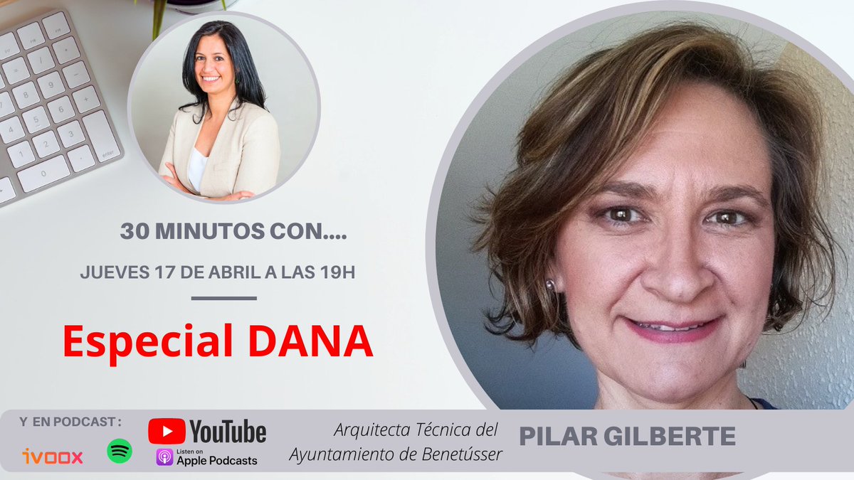 🎙️ El jueves 3 de abril tenemos #30minutos. 👥

Entrevistaremos a Pilar Gilberte, arquitecta técnica del Ayuntamiento de Benetússer sobre su experiencia en la #DANA.

Suscríbete al canal de YouTube para no perderte las entrevistas: ➡️ youtube.com/c/AmaliaL%C3%B…