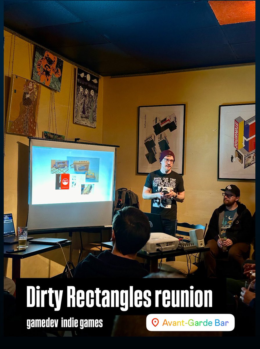 Alëna (@alenaidesign) on Twitter photo Dirty Rectangles gamedev show n’ chill <a href="/AvantGardeBar/">Avant-Garde Bar</a> – Owen talking about his game Small Radios Big Televisions rollercoaster of a journey Dirty Rectangles gamedev show n’ chill <a href="/AvantGardeBar/">Avant-Garde Bar</a> – Owen talking about his game Small Radios Big Televisions rollercoaster of a journey