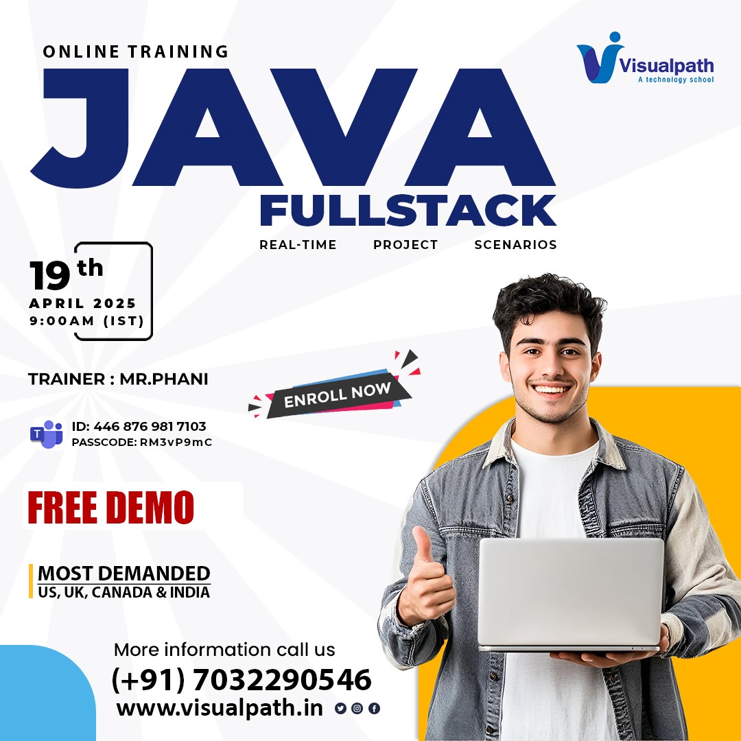 VisualpathPro's tweet image. Teams Link: bit.ly/43SqWJJ
Meeting ID: 446 876 981 710 3
Passcode: RM3vP9mC
Attend Online #FreeDemo On #JavaFullStack
Demo on: 19th April 2025 @ 9:00 AM (IST).
Call us: +91 7032290546
WhatsApp: wa.me/c/917032290546
Visit: visualpath.in/java-fullstack…