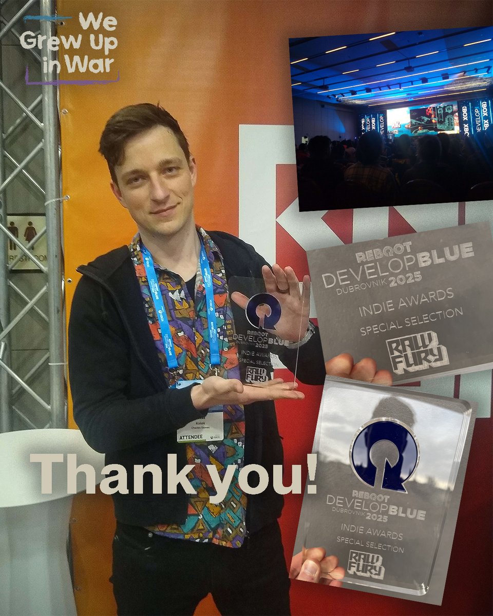 Charles Games 🫧 Working on We Grew Up in War! (@charlesgames_cz) on Twitter photo Amazing news from Dubrovnik! 🌈 Huge thanks to the jury at <a href="/RebootDevelop/">Reboot Develop</a> and <a href="/RawFury/">Raw Fury | OLYMPIAN TRIALS ANNOUNCED🔥</a> for awarding our upcoming project We Grew Up in War – made in collaboration with the <a href="/WCMsarajevo/">War Childhood Museum</a>!
If we missed each other at the event, feel free to reach out — happy to get in touch! Amazing news from Dubrovnik! 🌈 Huge thanks to the jury at <a href="/RebootDevelop/">Reboot Develop</a> and <a href="/RawFury/">Raw Fury | OLYMPIAN TRIALS ANNOUNCED🔥</a> for awarding our upcoming project We Grew Up in War – made in collaboration with the <a href="/WCMsarajevo/">War Childhood Museum</a>!
If we missed each other at the event, feel free to reach out — happy to get in touch!