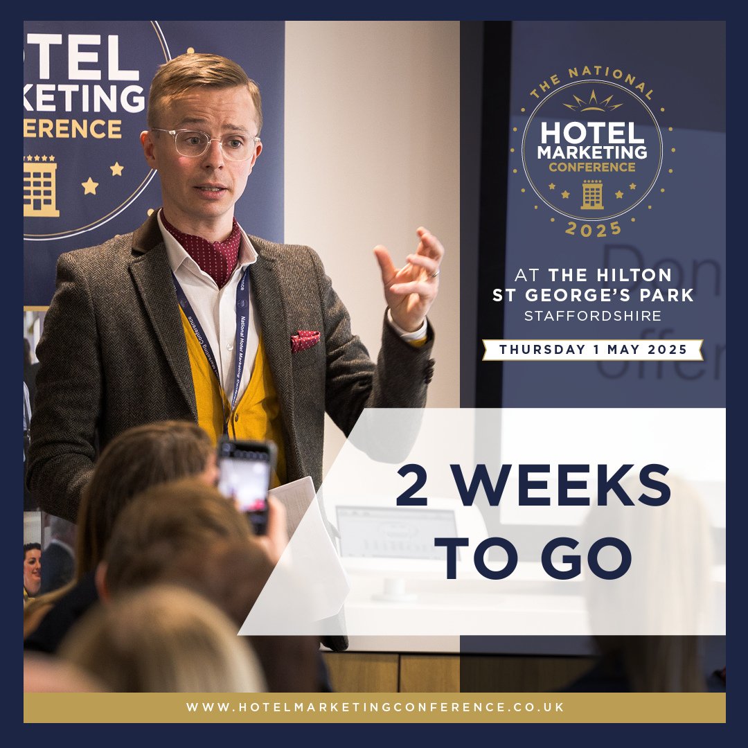 NHMCinfo's tweet photo. Just 2 weeks left until #NHMC25! This is your chance to soak up expert, practical insights on how to market your hotel effectively.

We know the Easter weekend can be full-on for those in hospitality, so why not get ahead of the game and secure your ticket today?

Grab yours⬇️ https://t.co/11EncmNpkX